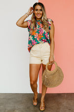 The Ivanna Floral Flutter Sleeve Top