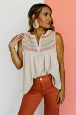 The Soren Smocked Embroidered Top