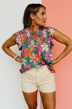 The Ivanna Floral Flutter Sleeve Top