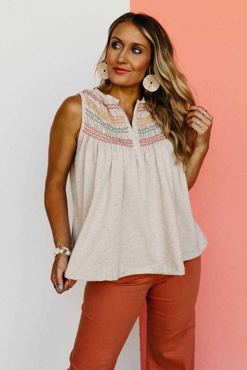 The Soren Smocked Embroidered Top