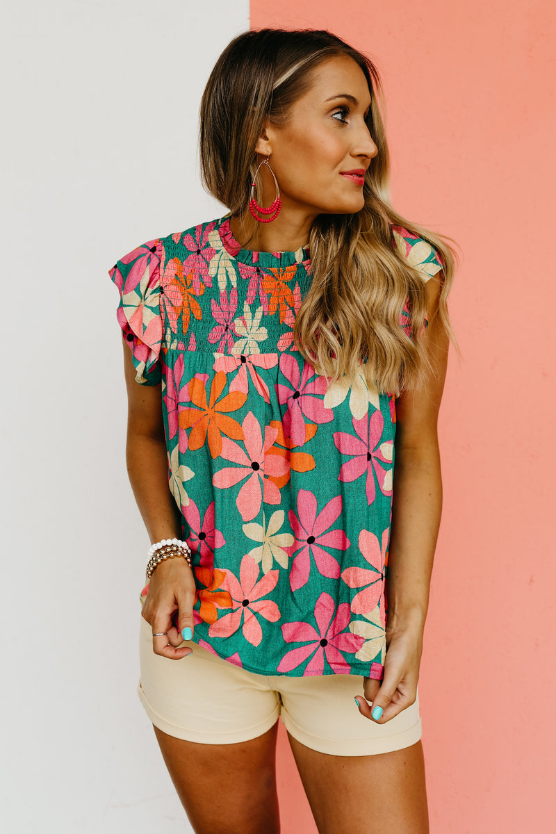 The Ivanna Floral Flutter Sleeve Top