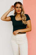 The Scarlett Ribbed Scalloped Top