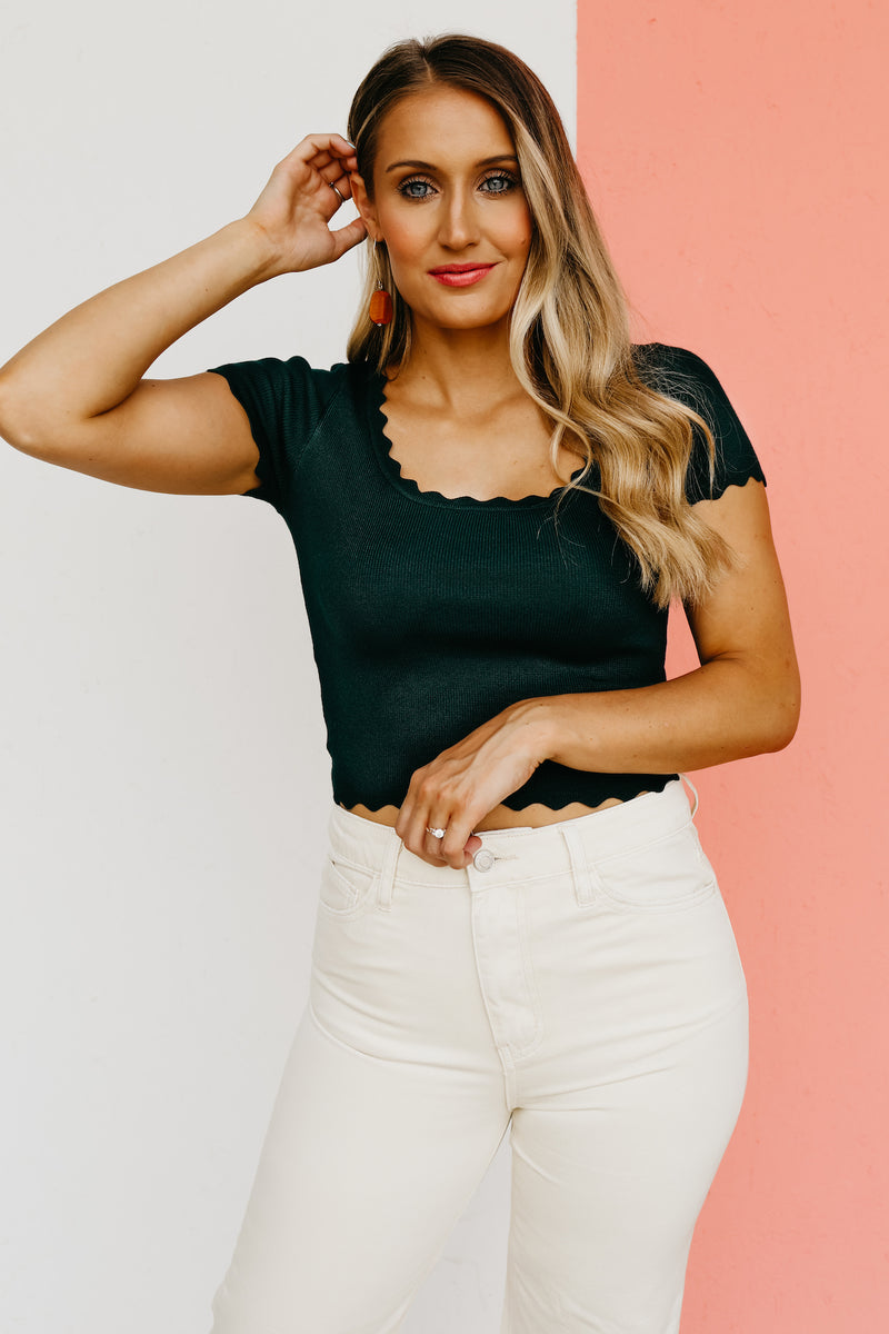 The Scarlett Ribbed Scalloped Top