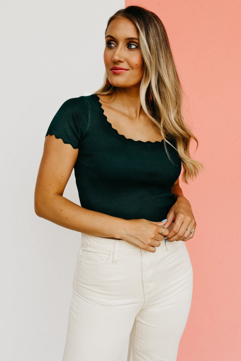 The Scarlett Ribbed Scalloped Top