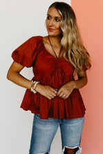 The Leland Shirred Neck Tie Top - FINAL SALE