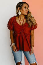 The Leland Shirred Neck Tie Top - FINAL SALE