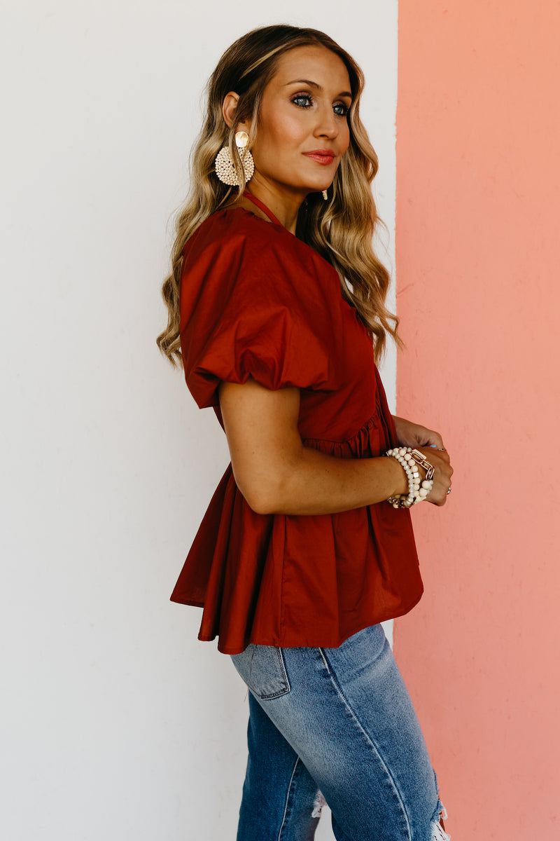 The Leland Shirred Neck Tie Top - FINAL SALE