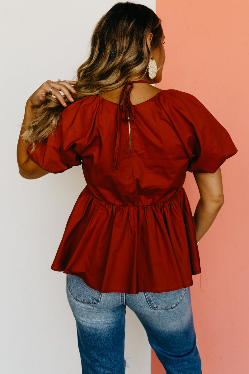 The Leland Shirred Neck Tie Top - FINAL SALE