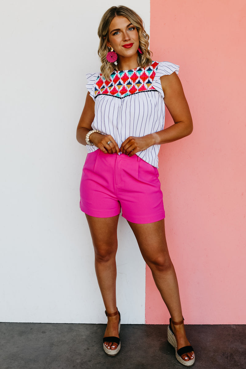 The Malaya Embroidered Flutter Sleeve Blouse - FINAL SALE
