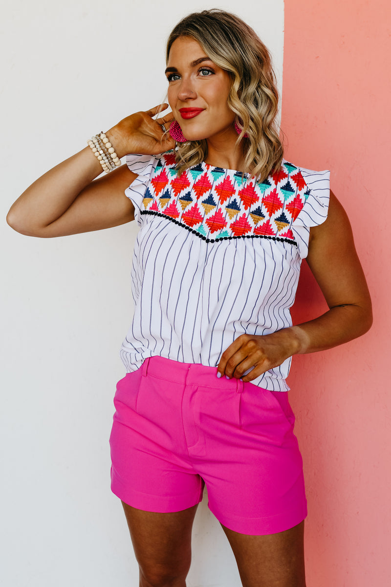 The Malaya Embroidered Flutter Sleeve Blouse - FINAL SALE