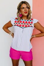 The Malaya Embroidered Flutter Sleeve Blouse - FINAL SALE