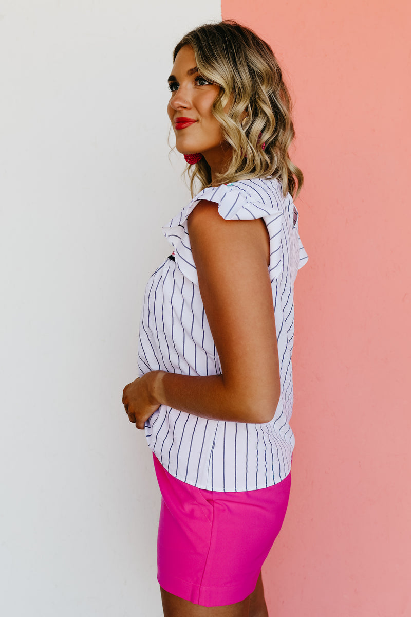 The Malaya Embroidered Flutter Sleeve Blouse - FINAL SALE