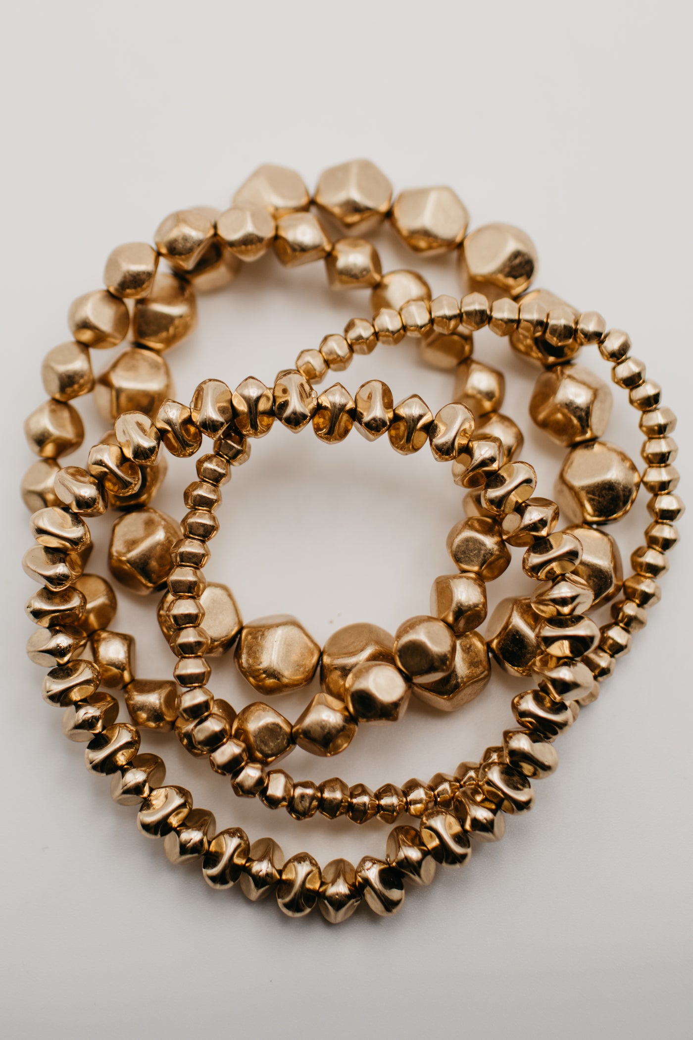 The 4 Row Hollow Bead Stretch Bracelet