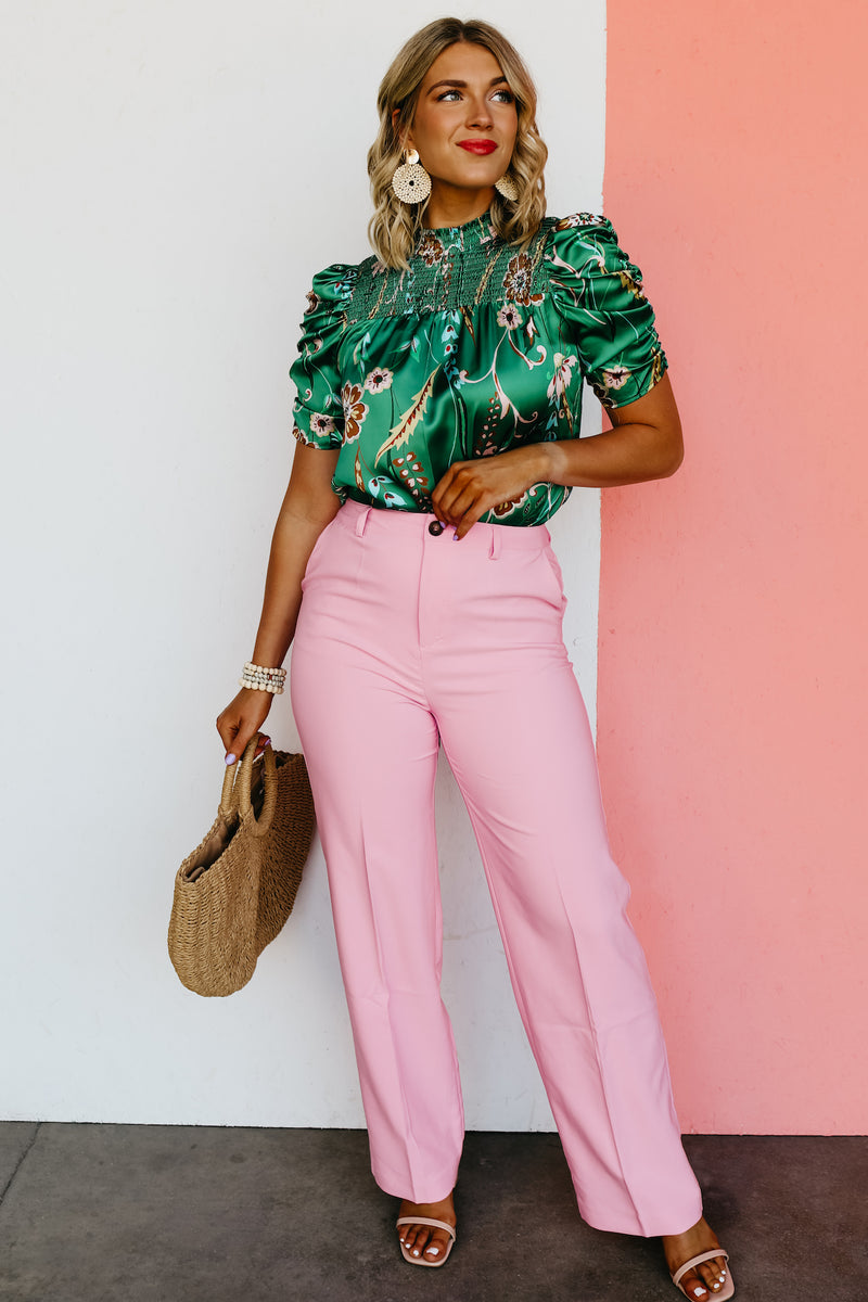 The Kasen Floral Ruched Sleeve Blouse - FINAL SALE