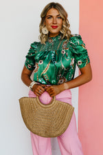 The Kasen Floral Ruched Sleeve Blouse - FINAL SALE