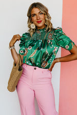 The Kasen Floral Ruched Sleeve Blouse - FINAL SALE