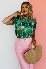 The Kasen Floral Ruched Sleeve Blouse - FINAL SALE