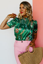 The Kasen Floral Ruched Sleeve Blouse - FINAL SALE
