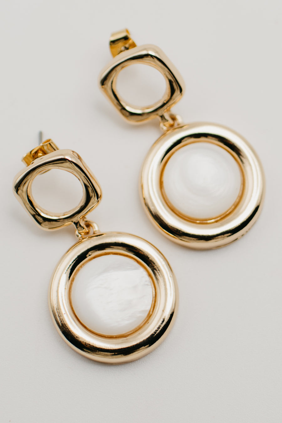 The Melba Iridescent Stone Disc Dangle Earrings