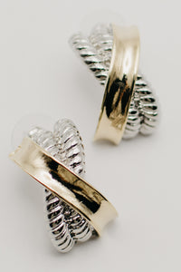 The Samantha Two Tone X Twist Earrings