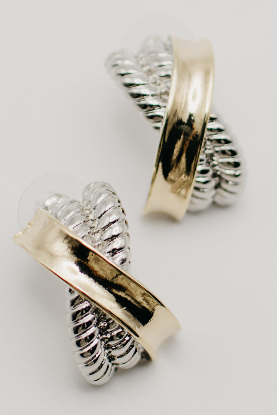 The Samantha Two Tone X Twist Earrings