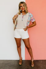 The Breckan Floral Waffle Henley Top