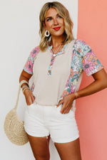 The Breckan Floral Waffle Henley Top