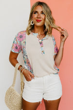 The Breckan Floral Waffle Henley Top