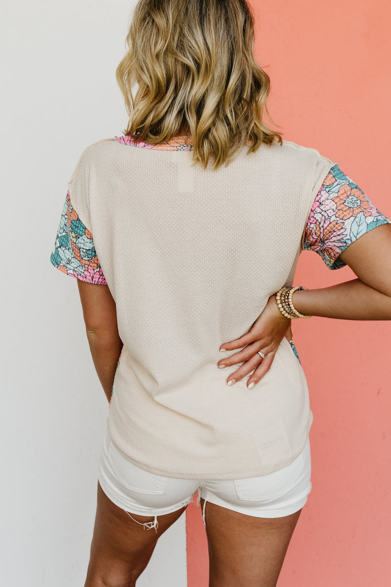The Breckan Floral Waffle Henley Top