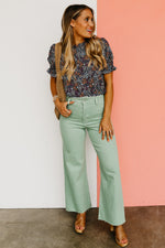 The Paityn Floral Ruffle Neck Woven Blouse