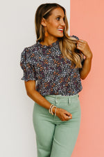 The Paityn Floral Ruffle Neck Woven Blouse