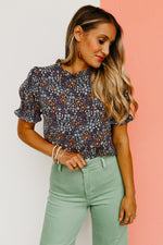 The Paityn Floral Ruffle Neck Woven Blouse