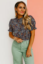 The Paityn Floral Ruffle Neck Woven Blouse