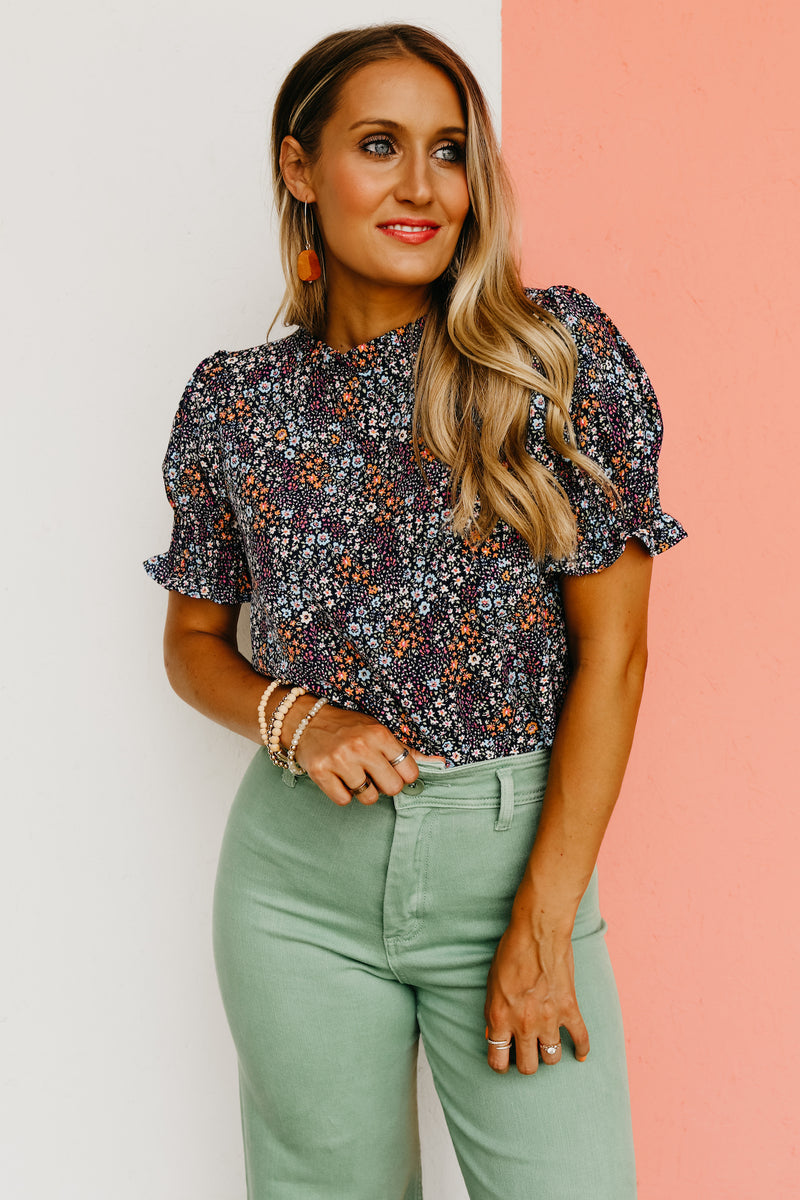 The Paityn Floral Ruffle Neck Woven Blouse