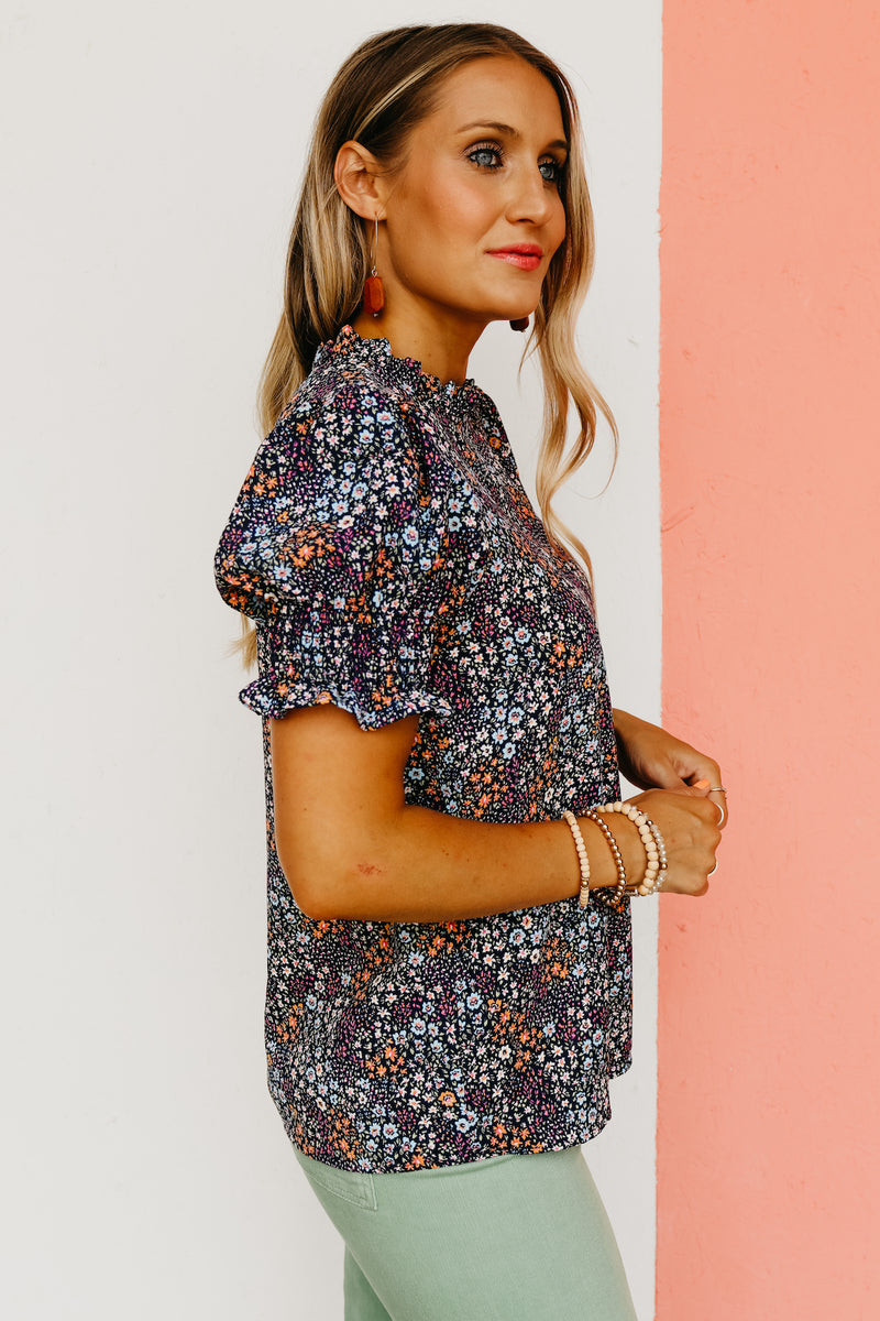The Paityn Floral Ruffle Neck Woven Blouse