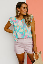 The Sariah Flutter Sleeve Floral Blouse