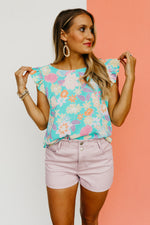The Sariah Flutter Sleeve Floral Blouse
