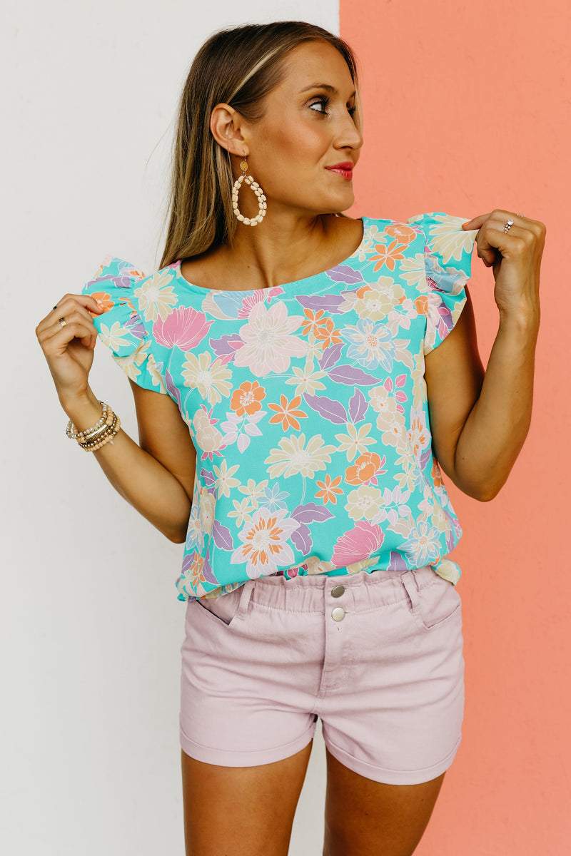 The Sariah Flutter Sleeve Floral Blouse