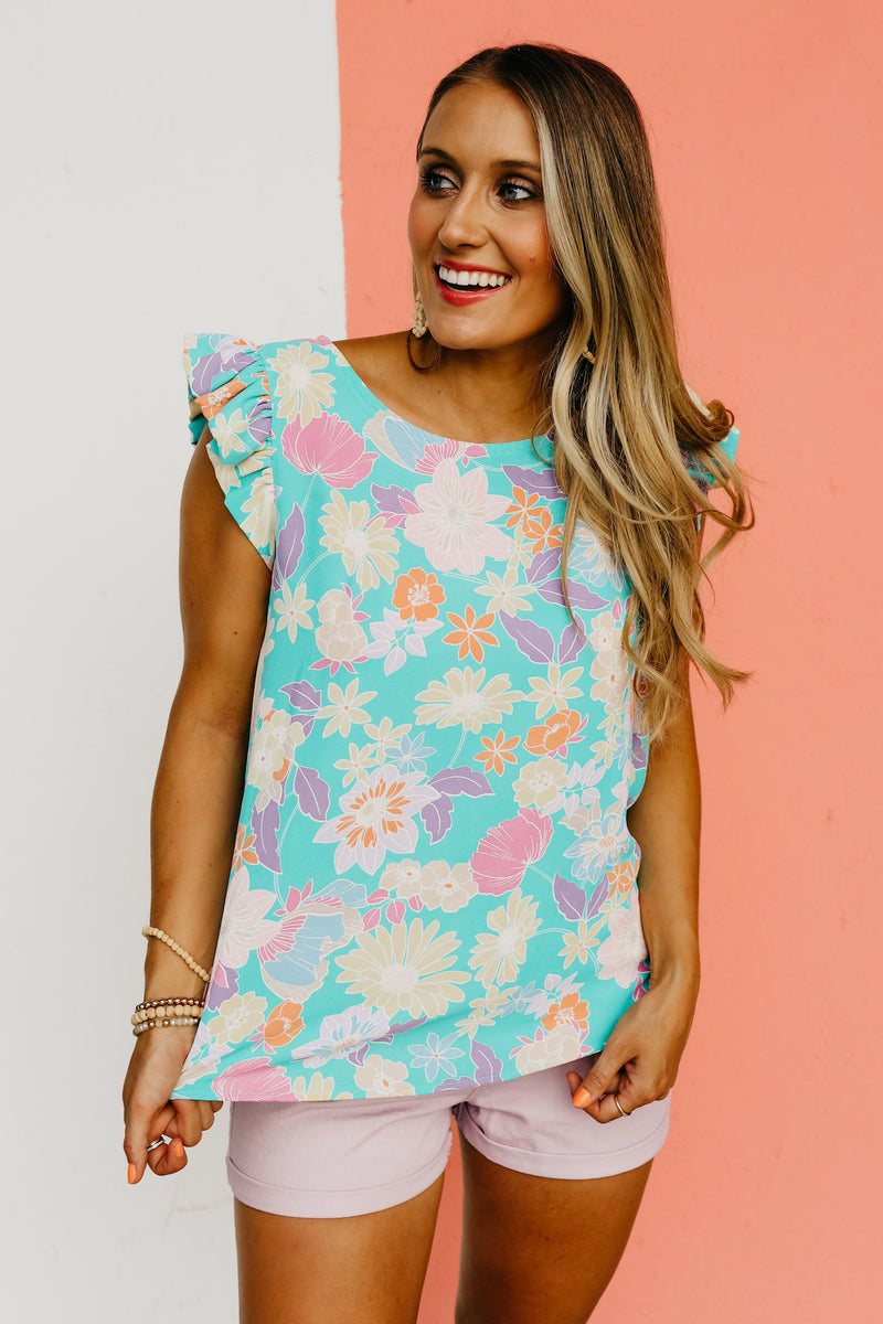 The Sariah Flutter Sleeve Floral Blouse