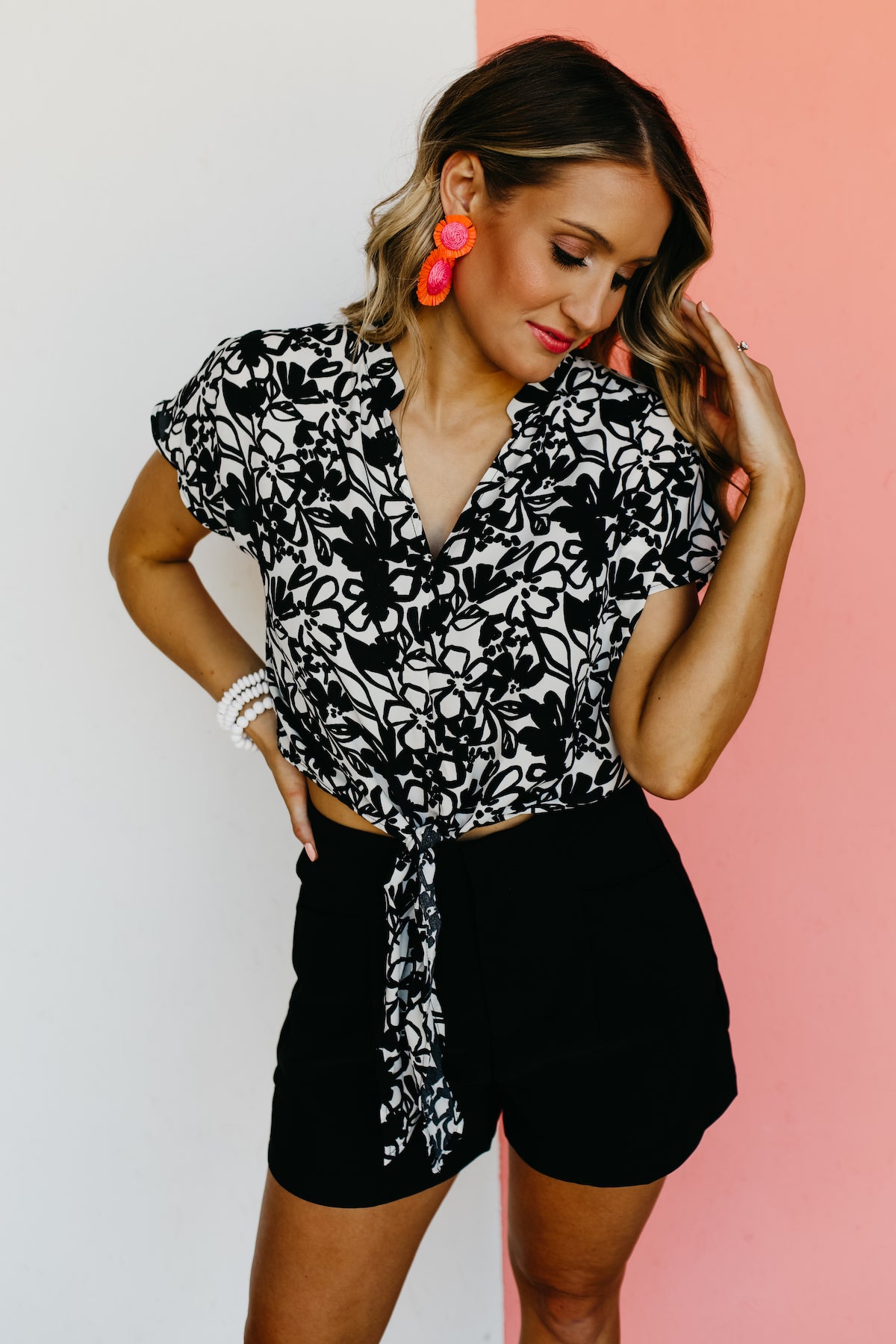 The Ruben Floral Tie Front Top - FINAL SALE