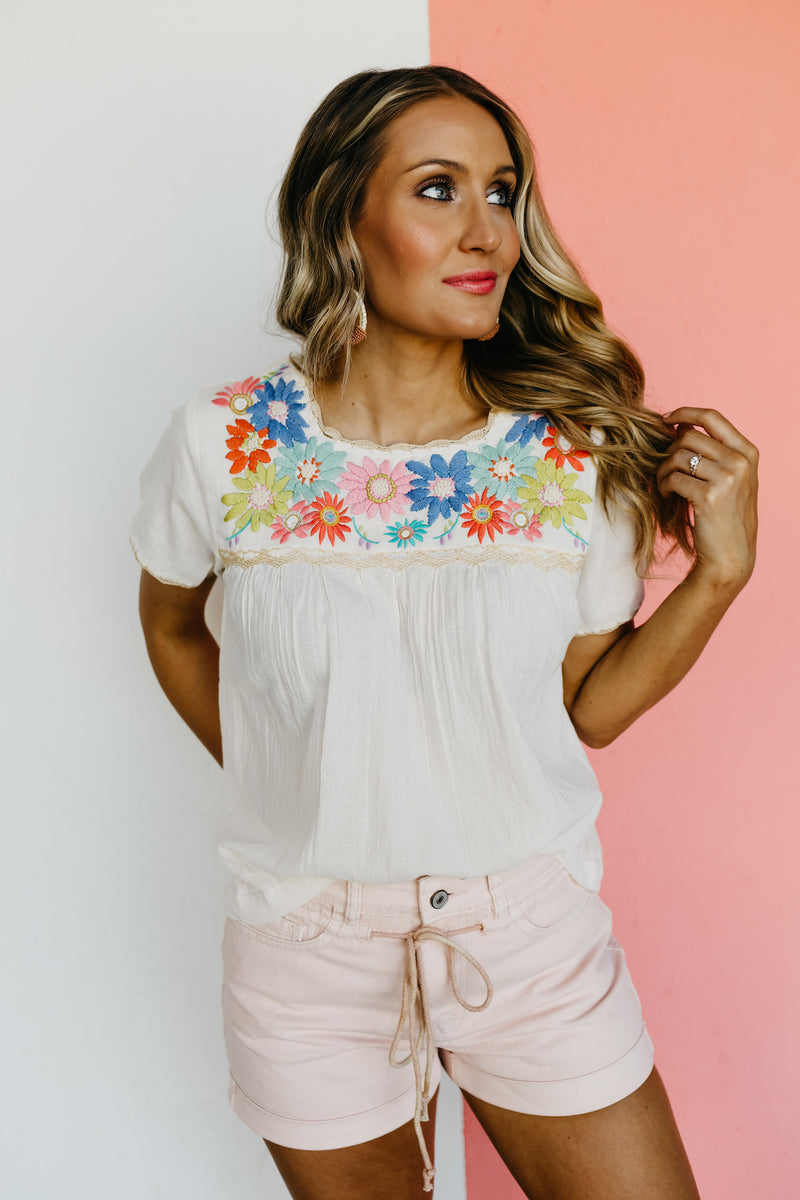The Musa Floral Embroidered Top - FINAL SALE