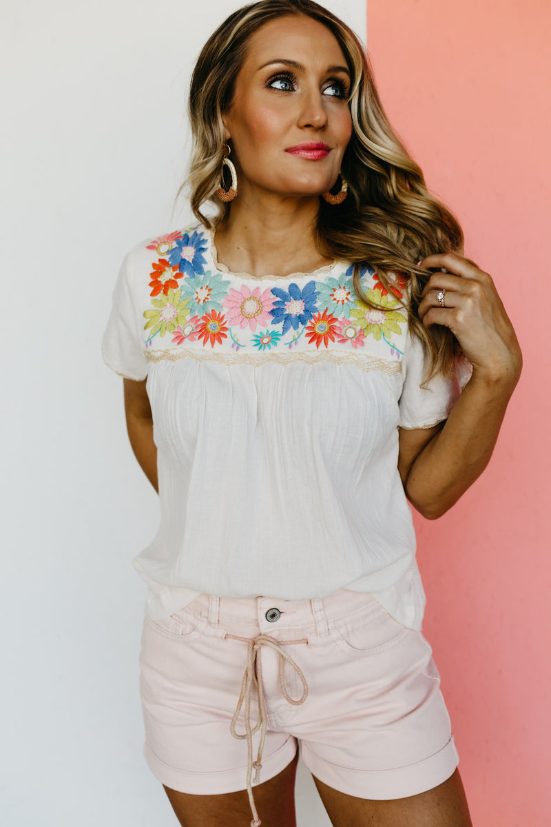 The Musa Floral Embroidered Top - FINAL SALE