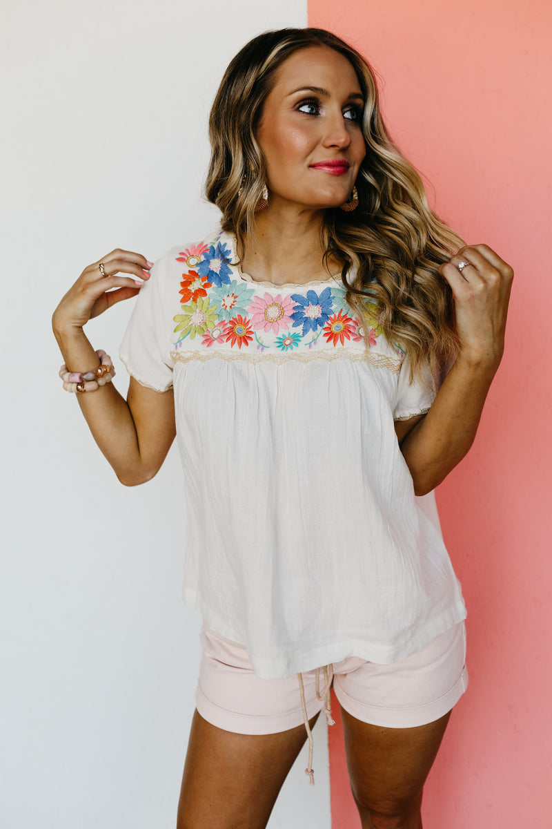 The Musa Floral Embroidered Top - FINAL SALE