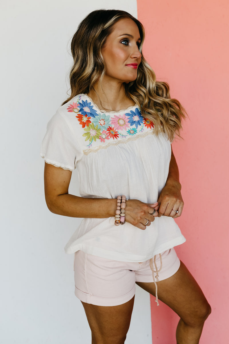 The Musa Floral Embroidered Top - FINAL SALE