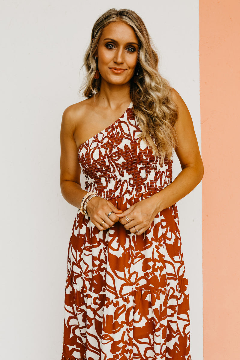 The Marida Floral One Shoulder Maxi Dress
