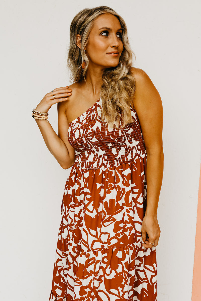 The Marida Floral One Shoulder Maxi Dress