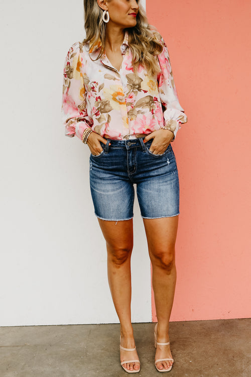 Vervet Denim | The Loretta Mid Rise Midi Shorts