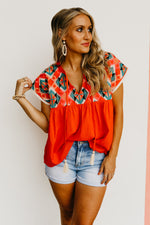 The Kaliyah Embroidered Tassel Tie Top