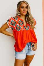 The Kaliyah Embroidered Tassel Tie Top