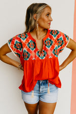 The Kaliyah Embroidered Tassel Tie Top